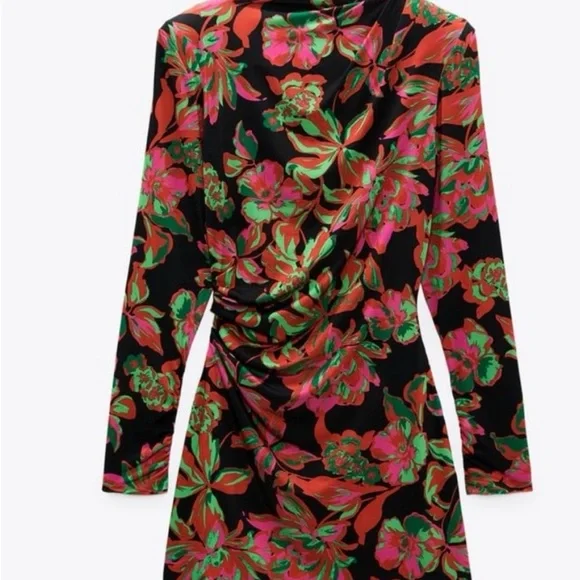 Zara floral draped mini dress - Picture 6 of 8